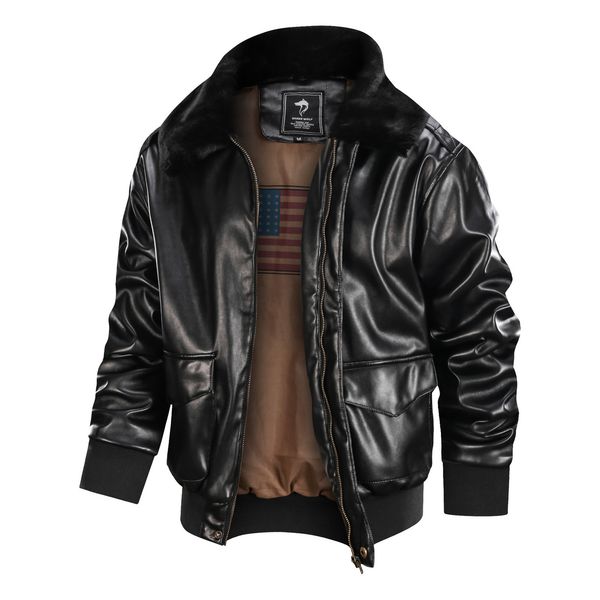 

2021 new autumn and winter mens leather jacket fur coat men biker jackets thicken turn-down collar outerwear classic eu size dropshipping 95, Black