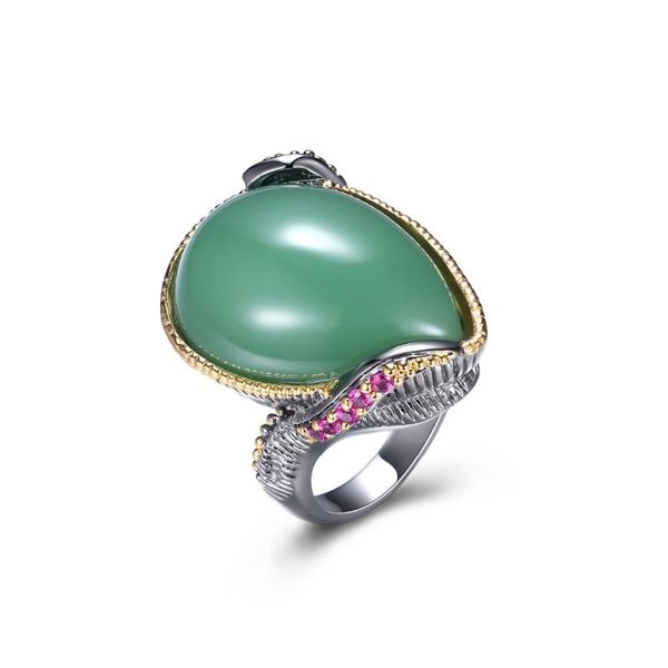 

new arrivals black rings for girls copper material green ladies ring thailand style fashion party jewelry ing, Slivery;golden