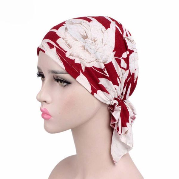 

2019 new bandanas stretchy turban muslim hat headband wrap chemo cap knotted head scarf headbands for women hair accessories q bbydcp