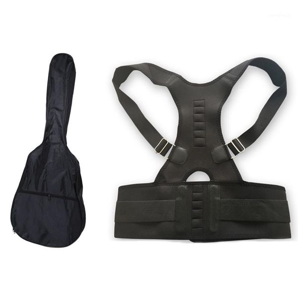 

1pcs 41 inch electric acoustic guitar bag carry shoulder straps waterproof black & 1pcs posture corrector adjustable-xl1, Black;blue