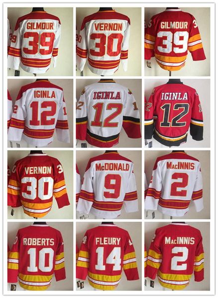 Maglia da hockey retrò CCM Jarome Iginla 2 Al Innis 9 Lanny Mcdonald 10 Gary Roberts Maglie vintage Ed Theoren Fleury 39 Doug Gilmour 30 Mike