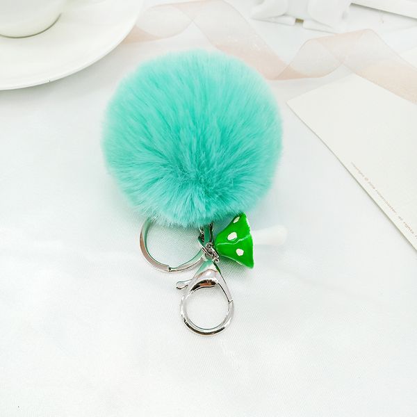 

small gift resin color mini mushroom hair creative ball key ring pendant, Silver