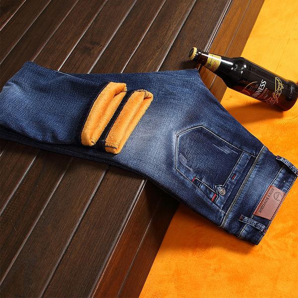 

2020 winter new male plus jeans, thick feet pants, skinny korean version the trend of youth straight jeans zg7w, Blue