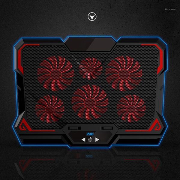

lapcooler pad six fans led screen cooing holder stand gaming/working notebook mat1