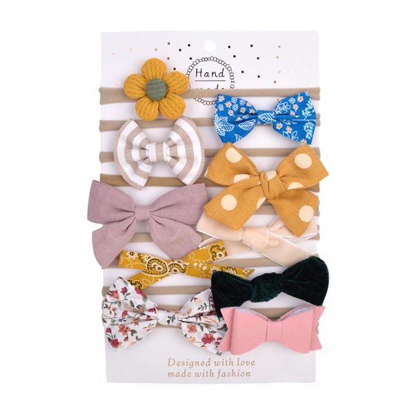 

1 set multiple style baby headbands cotton nylon bowknot flower cloth elastic hair band headwear hair accessories q jllmzy