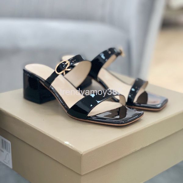 

slippers summer fashion sandals korean version one line open toe women's thick heels high trend, Black