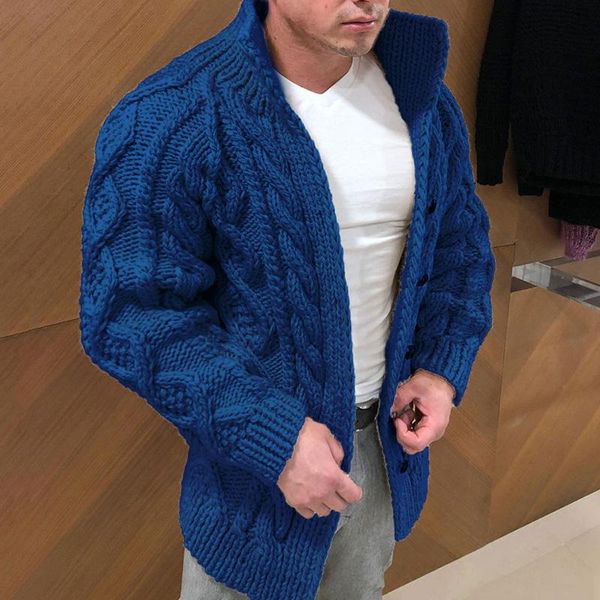 

men sweater coat autumn winter fashion warm knitwear jackets solid color button stand collar cardigan male knitted overcoat, White;black