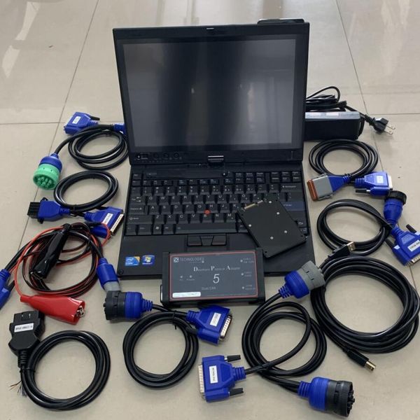 Ferramenta de diagnóstico de caminhão dpa5 protocolo dearborn adaptador de scanner resistente com laptop toughbook x200t kit completo de computador com tela de toque