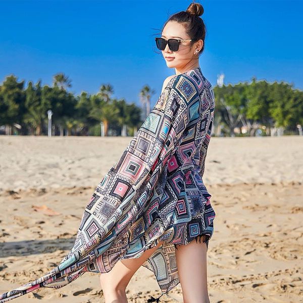

scarves xia printed cotton and linen joker hang must scarf silk seaside tourism is prevented bask in cape female 2309, Blue;gray