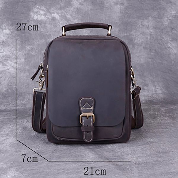 

2022 hbp aetoo mad horse leather men bag, cowhide vertical one-shoulder bag, leather slant bag, handmade vintage postman bag