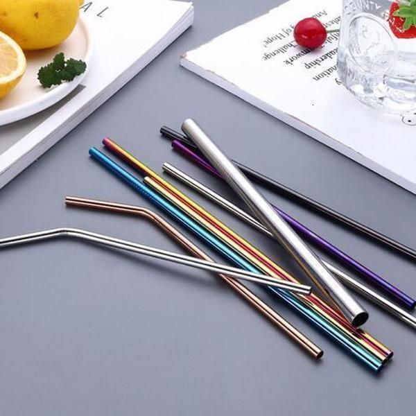 

factory890kstainless 304 reusable steel drinking metal straw with cleaner brush for mugs 20 /30oz 4pcs /set in stock