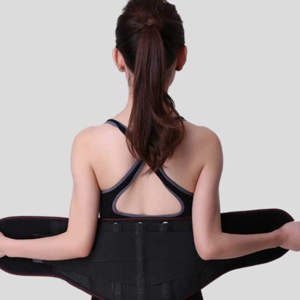 

waist support lower back brace belt portable durable braceÂ, Black;gray