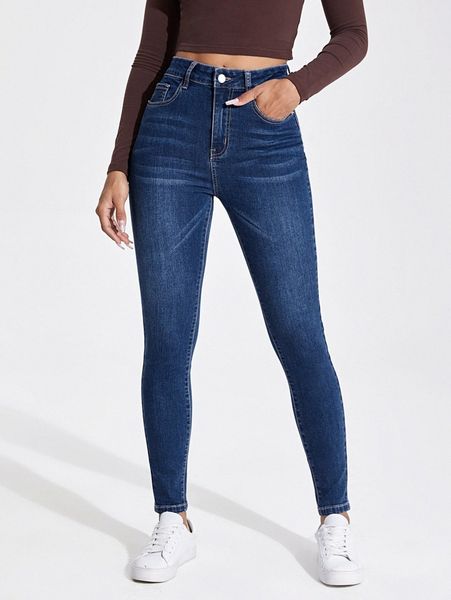 

high waist skinny jeans 15ap#, Blue