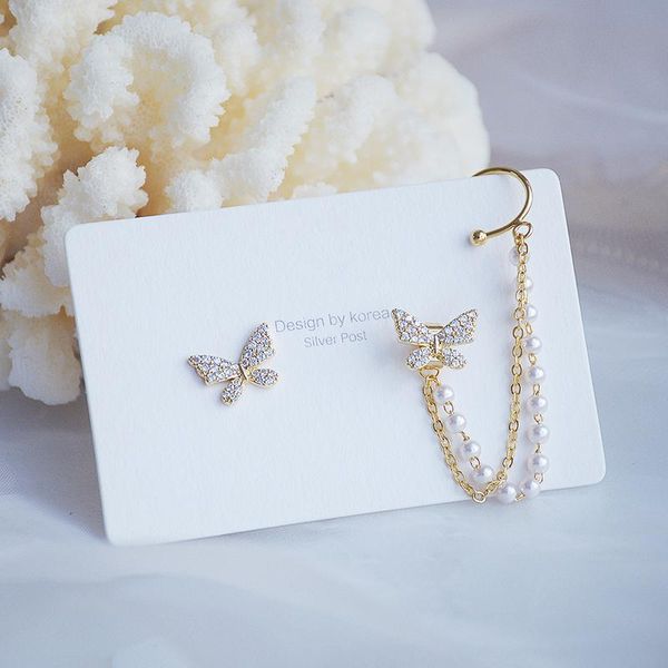 

creative cute butterfly earrings for women r luxury jewelry micro inlaid zircon s925 needle gift, Golden;silver