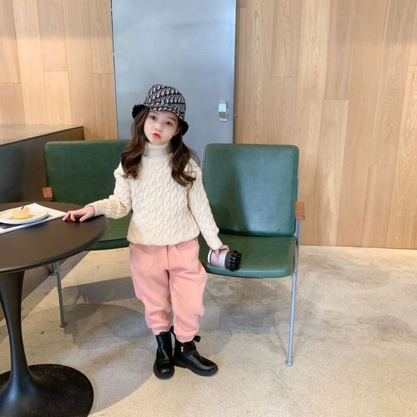 

2020 winter new children's clothing korean high neck twist baby sweater, Blue