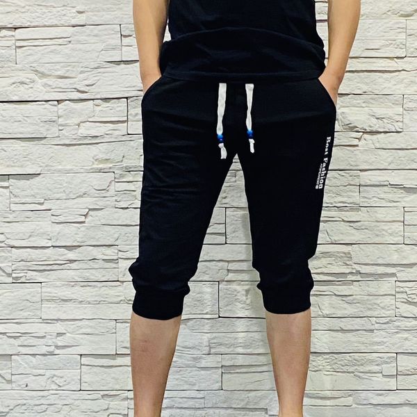 

2020 summer shorts thin men's leisure sports pants loose cotton hemp elastic quick drying capris, White;black