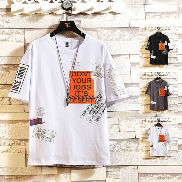 

2021 new men hip hop t streetwear funny letter print t-shirt summer harajuku tshirt short sleeve tee skateboard shirt ic45, White;black