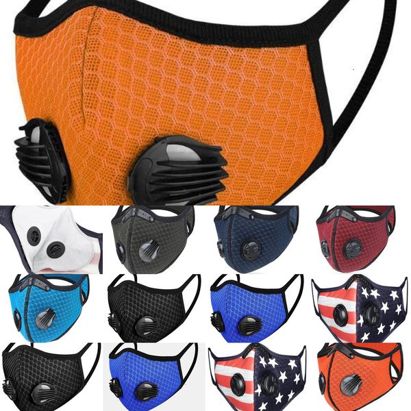 

mask us stock dustproof breathing valve breathable mesh filter american flag masks outdoor washable with sports filters otryq