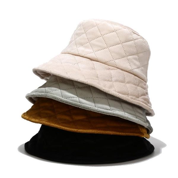 

winter warm bucket hat casquette panama outdoor fishing cap velvet plaid bucket hats fisherman women caps, Blue;gray