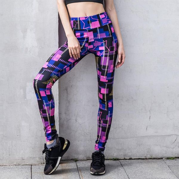 

yogic leggings high elastic yogic ladies printed fitness exercise body building exercise bottom pants sport leggings women, Black