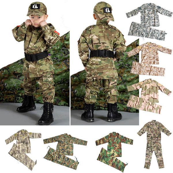 Camicia da tiro mimetica per bambini Pantaloni Set Abito da battaglia Uniforme tattica BDU Set Abbigliamento da combattimento US Jungle Hunting Woodland NO05-004