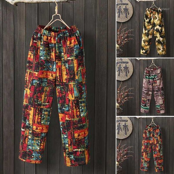 

oversized women's elastic waist trousers zanzea 2020 vintage print harem pants long pantalon palazzo female foral casual turnip1, Black;white