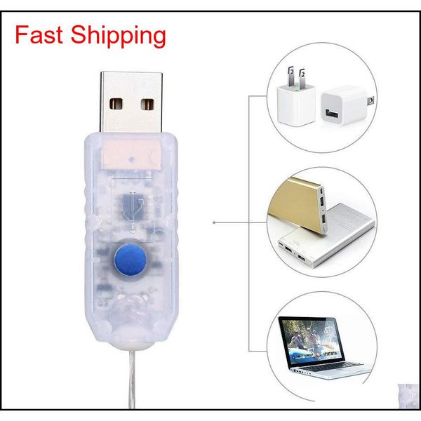 

led string lights usb plug-in fairy lights with remote, 200 led copper wire lights, 8 modes dimmable firefly twinkle qylbwy bdehome, Silver