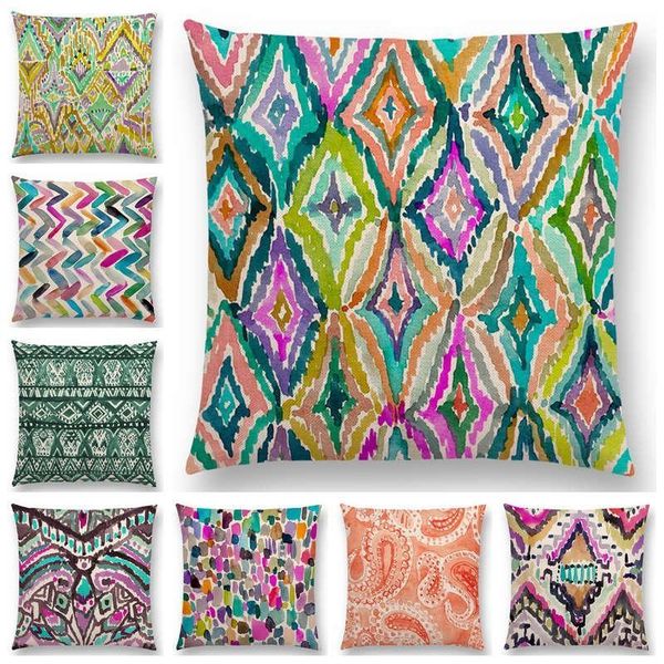 

cushion/decorative pillow design watercolor candy chevron waves cushion cover coral camo stripe paisley geometry pattern moroccan pillowcase