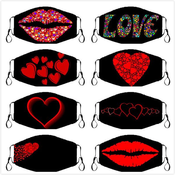 

2021 fashion designer cotton valentine's day mask washable black breathable reusable washable dustproof adults man woman cloth face mas