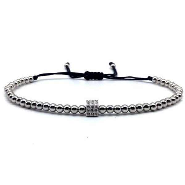 

electroplated 8mm micro inlaid zircon square jewelry woven beads bracelet fdg4, Golden;silver