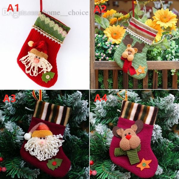 

new tree pendant decorations socks christmas gift candy bags 4style 60pcs zj00445