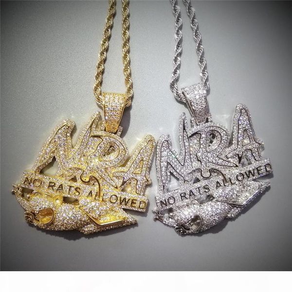 

hip hop oced out без крыс допускается ожерелье подвесной золотой посеребренные мужские ювелирные изделия подарок, Silver