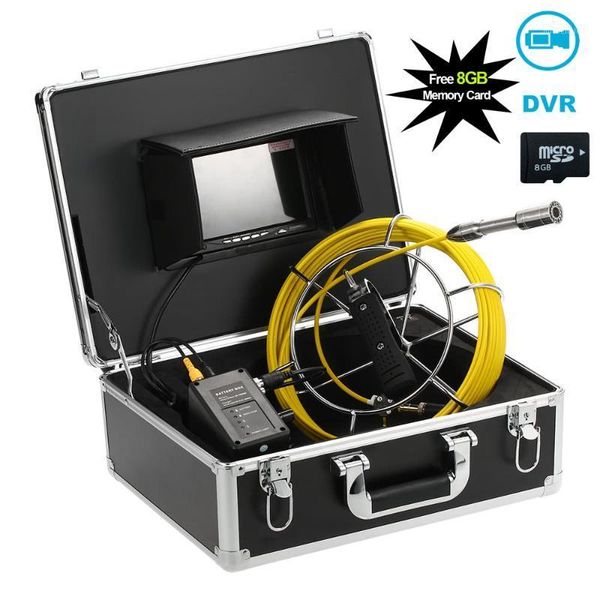 

7inch 20m pipe inspection camera 23mm lens drain sewer pipe industrial endoscope system 8g tf card dvr ip68 waterproof1