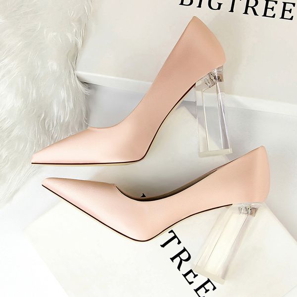 

2020 size thick plus women bloc 43--inch high leap ma'am female silk yellow wedding shoes transparent 2993-1 l93j, Black