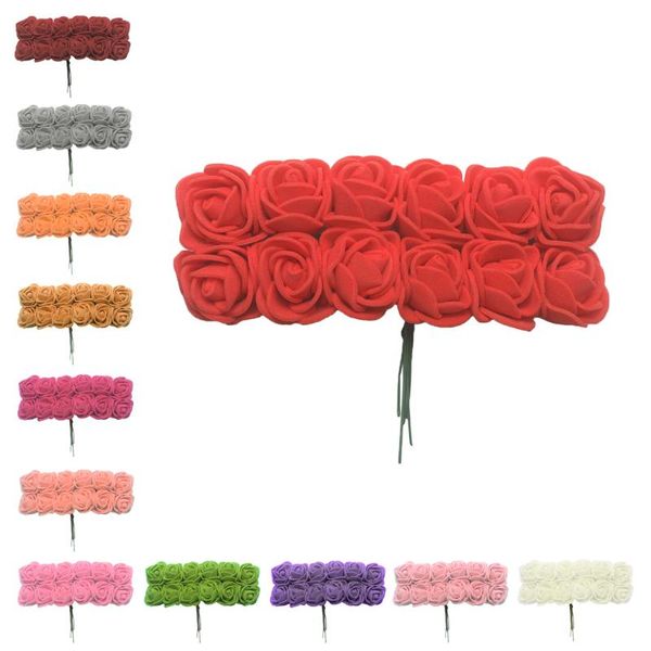 

144pcs artificial miniature roses foam rose flower wedding bouquet diy craft decor party favor home ornament p props