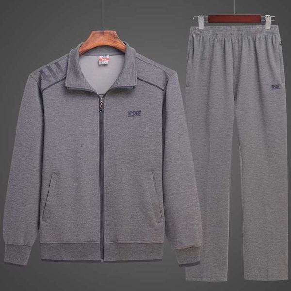 

leisure elderly high-end middle suit aged men's spring and autumn long sleeve father's clothes fashionable middle-aged sportswear, Gray