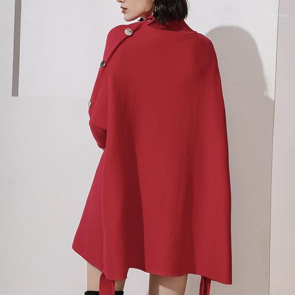 

ladies red sweater 2019 new outer awning shawl bat sleeve knit fashion long ladies dress dress 1, White;black