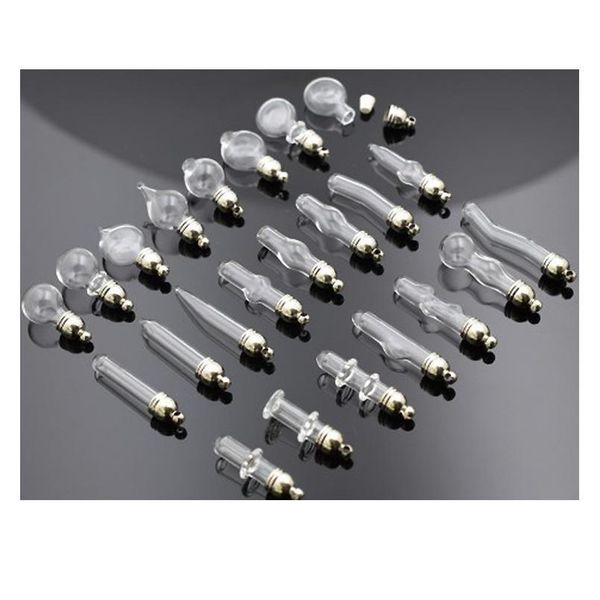 

10pcs 5mm glue cap glass vial pendant locket charms mini wishing glass bottles with tassel cap name on rice art jewelr bbyomd, Black