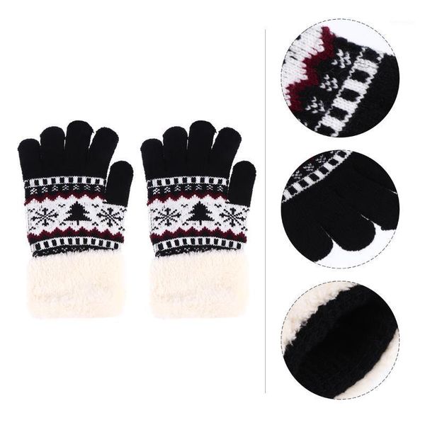 

1 pair thicken knitted gloves touch screen gloves warm hand for women1