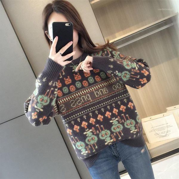 

women's sweaters velvet/no velvet in 2021 autumn and winter sweater women's bottoming shirt cartoon student foreign style to wear1, White;black