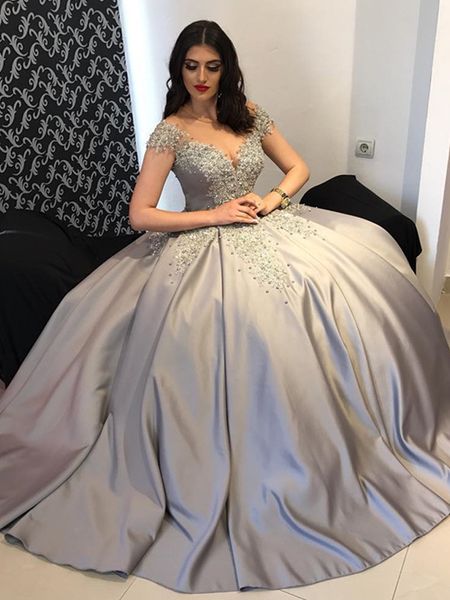

2020 custom made ball gown evening dresses v neck cap sleeves long pearls abiti da cerimonia da sera vintage elegant formal dresses, Black;red