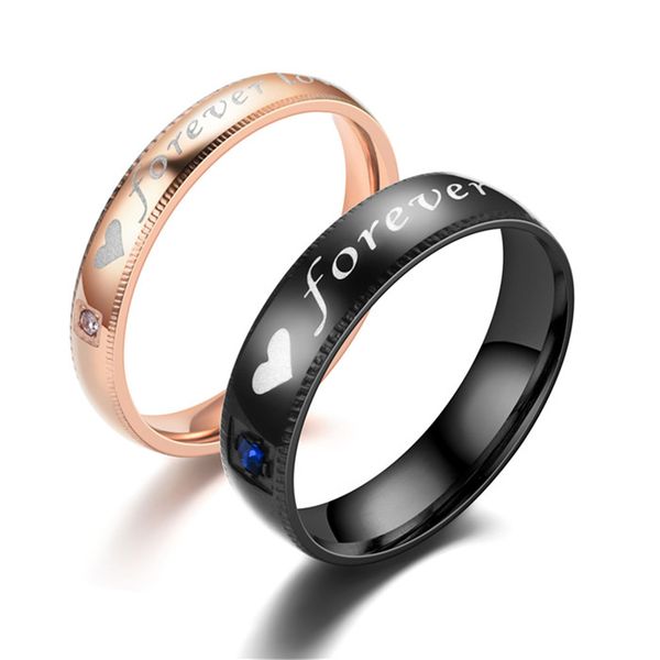 

forever love letter heart couple rings gold love rings for men women love promise engagement rings fashion jewelry wedding gifts, Silver