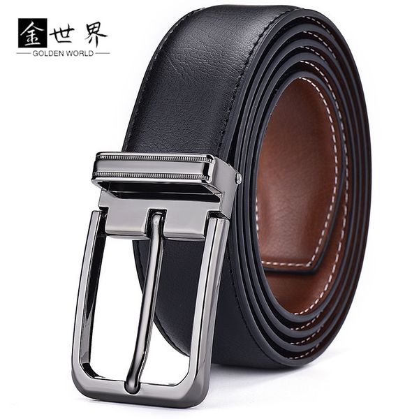 

single side clip buckle men's leather belt business needle trouser, Black;brown