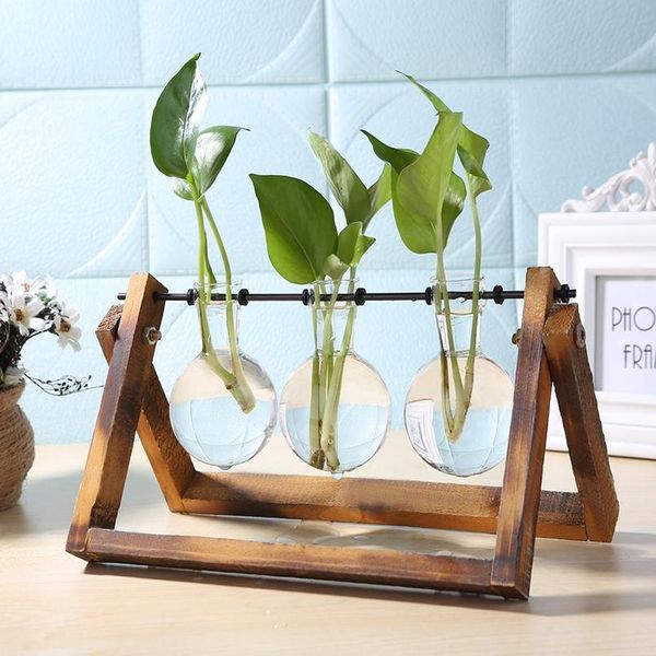 

glass and wood vase planter terrarium table deskhydroponics plant bonsai flower pot hanging pots with wooden tray ho wmtadu