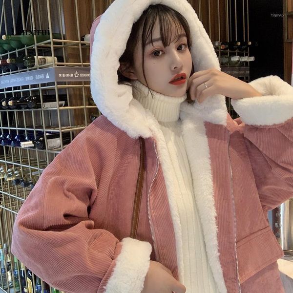 

abrigos mujer invierno autumn winter parka manteau femme thicken woarm loose pink hooded jacket coat women1, Black