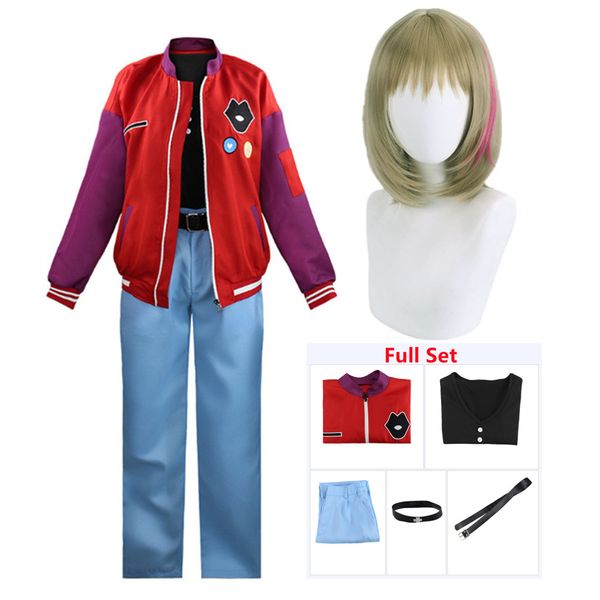 

anime costumes wonder egg priority kawai rika hoodie cosplay costumes sport jacket pant halloween clothing full set, Black