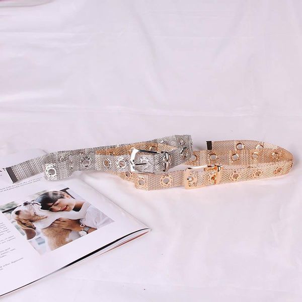 

metal hollow creative belt female fashion euro-american style golden square cut sulphur belt street p fashion, Black;brown