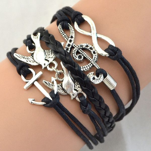 

bracelet music infinity charms symbol anchor birds retro fashion personality bracelets handmade jewellry i
