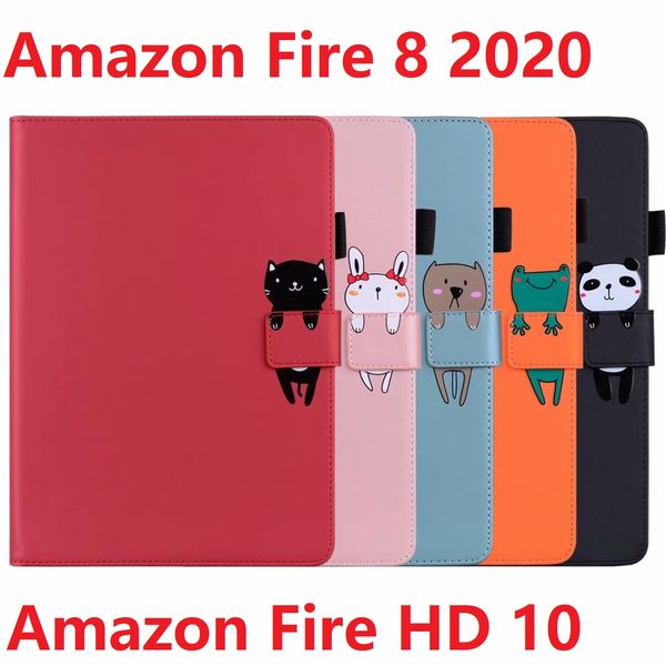 Für Amazon Kindle Fire 8/Fire HD 8/Fire HD 10 Hülle PU-Leder + weiches TPU Fire HD Plus 2020 Silikon Magnetische Tablet Smart Cover