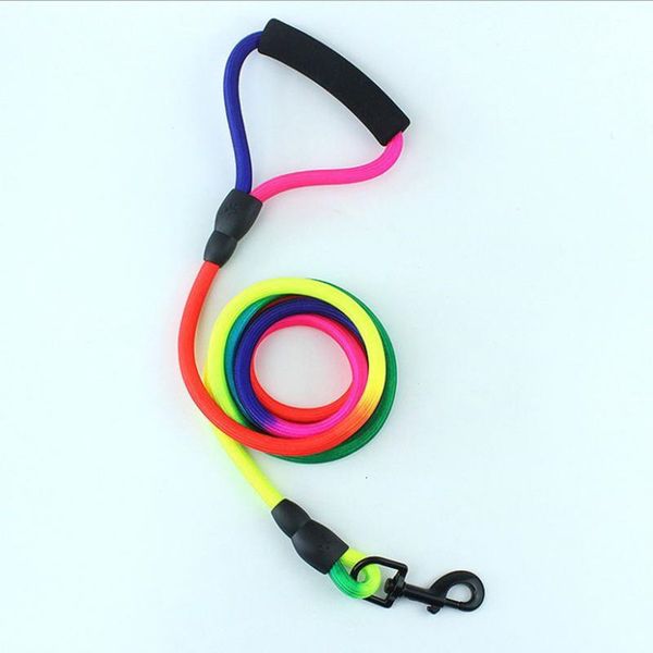 

durable nylon rainbow 120cm pet dog leash walking training leash cats dogs harness collar leashes strap belt rope